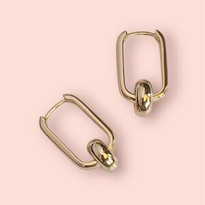 Hoop Earrings 18k Gold Plated Bead Earrings Modern Design